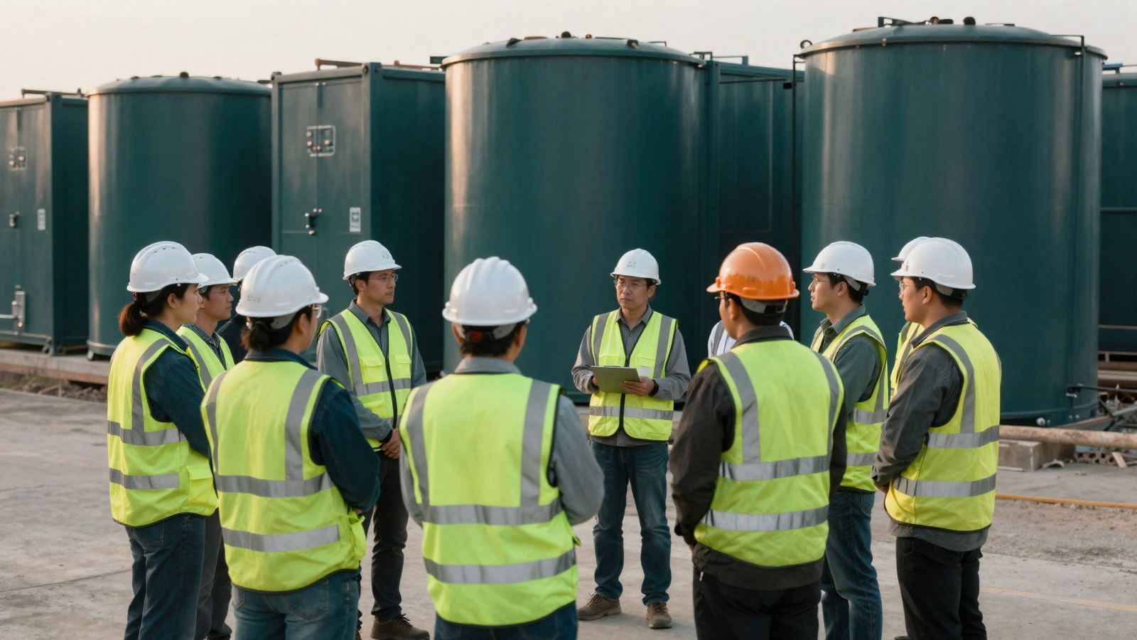 SureWorx field team gathered for a toolbox talk on site