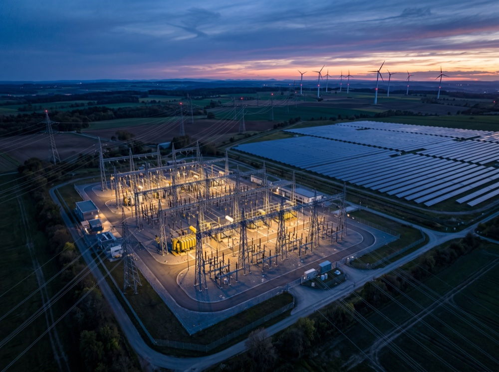 Substation, solar and battery storage grid infrastructure
